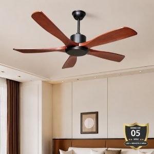 Quạt trần thiết kế 5 cánh gỗ phong cách cổ điển QT-220