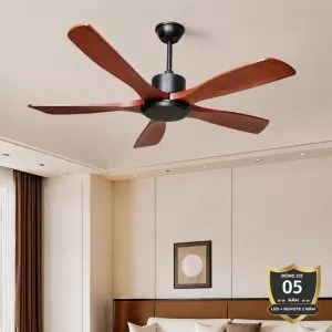 Quạt trần thiết kế 5 cánh gỗ phong cách cổ điển QT-220