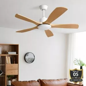 Quạt trần thiết kế 5 cánh gỗ phong cách cổ điển QT-221