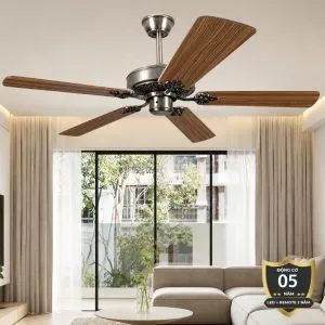Quạt trần thiết kế 5 cánh gỗ phong cách cổ điển QT-233