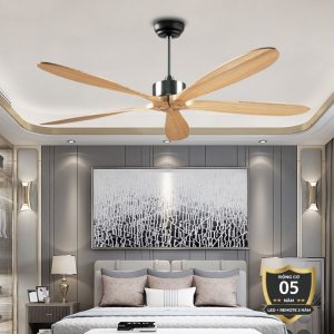 Quạt trần thiết kế 5 cánh gỗ tối giản, hiện đại QT-113