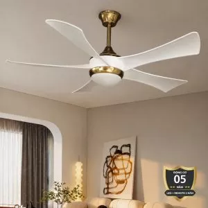 Quạt trần thiết kế 5 cánh trắng, phong cách hiện đại QT-75