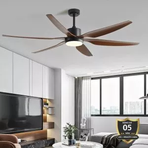 Quạt trần thiết kế 6 cánh lớn, tích hợp đèn Led cao cấp QT-47