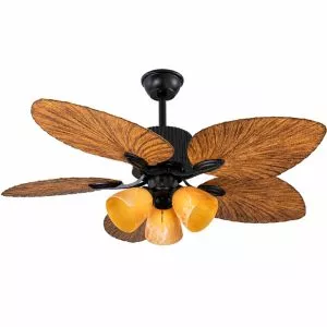 Quạt trần đèn 5 cánh thiết kế hình lá phong cách cổ điển QT-255