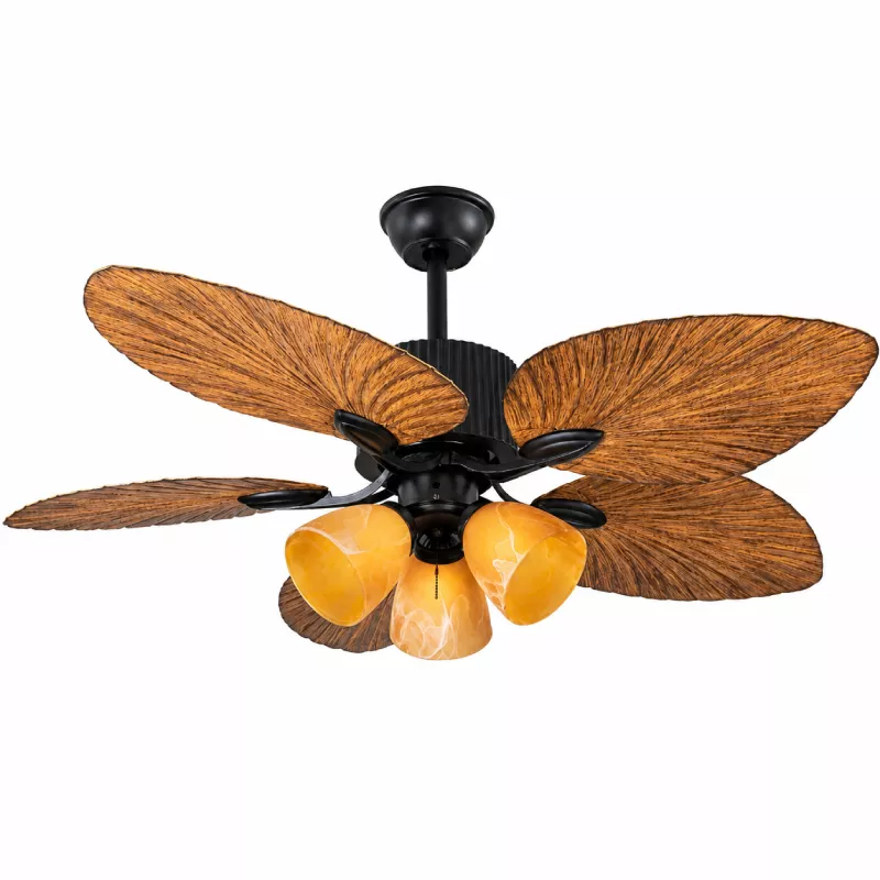 Quạt trần đèn 5 cánh thiết kế hình lá phong cách cổ điển QT-255 - Hình ảnh 2