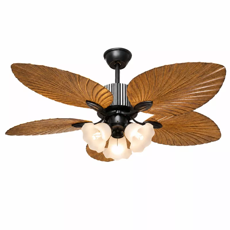 Quạt trần đèn 5 cánh thiết kế hình lá phong cách cổ điển QT-256 - Hình ảnh 2