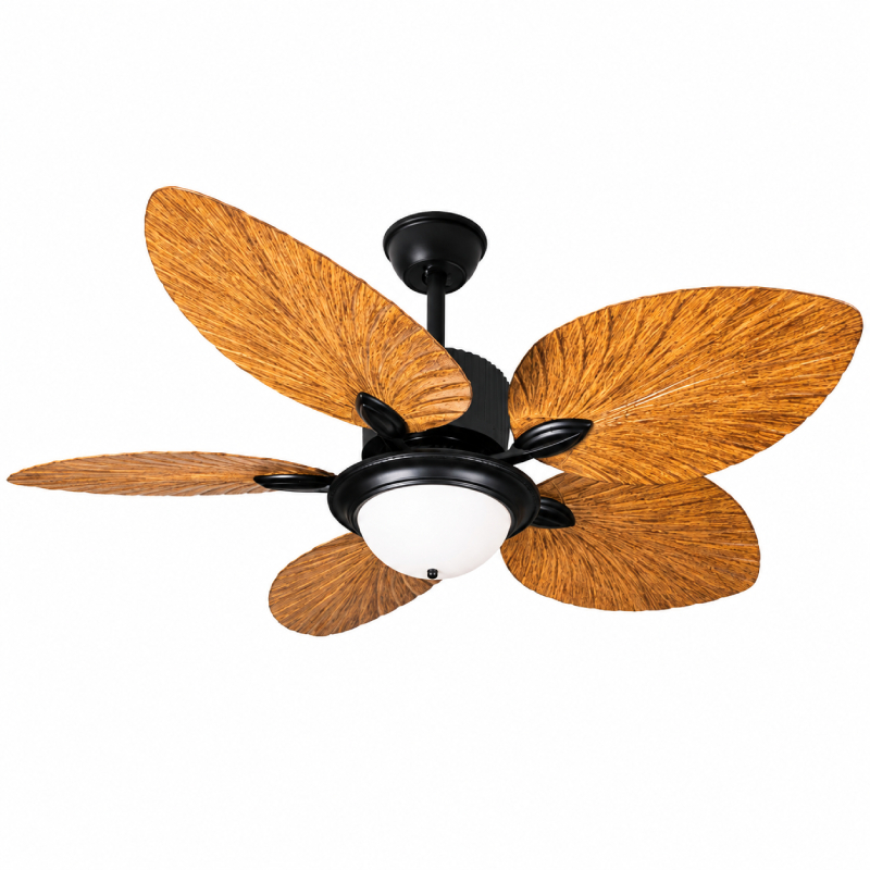 Quạt trần đèn 5 cánh thiết kế hình lá phong cách cổ điển QT-257 - Hình ảnh 2