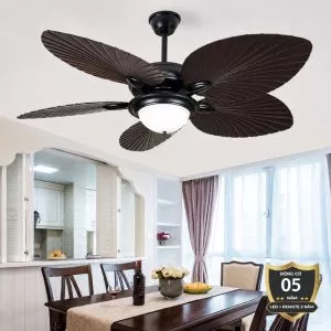 Quạt trần đèn 5 cánh thiết kế hình lá phong cách cổ điển QT-258