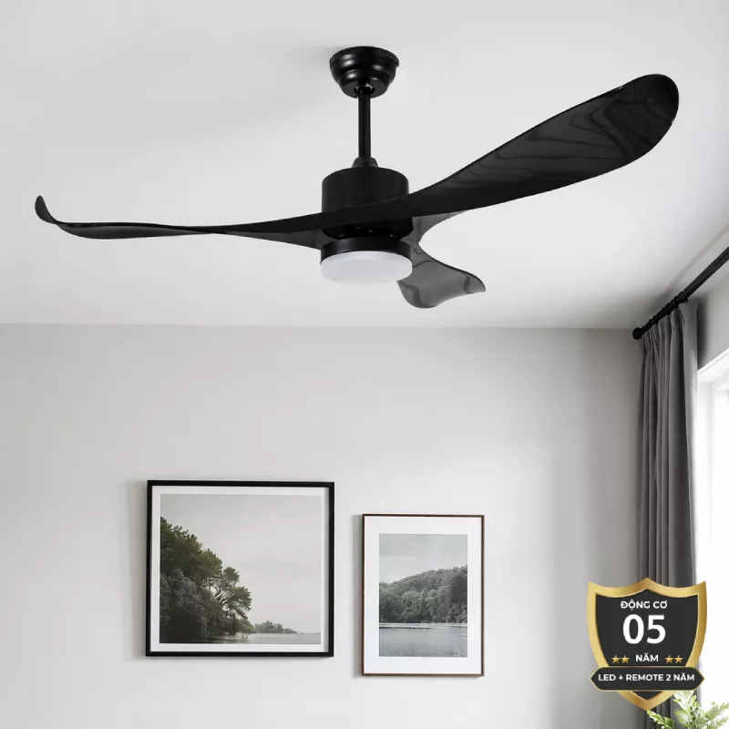 Quạt trần đèn thiết kế 3 cánh nhựa tối giản, hiện đại QT-252