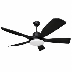 Quạt trần đèn thiết kế 5 cánh nhựa màu đen tối giản, hiện đại QT-266