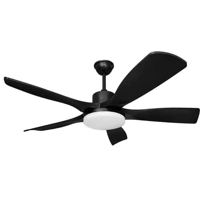 Quạt trần đèn thiết kế 5 cánh nhựa màu đen tối giản, hiện đại QT-266 - Hình ảnh 2