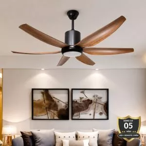 Quạt trần đèn thiết kế 6 cánh nhựa tối giản, hiện đại QT-261