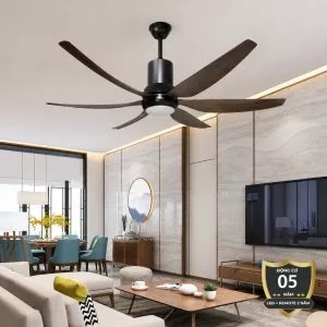 Quạt trần đèn thiết kế 6 cánh nhựa tối giản, hiện đại QT-262