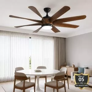 Quạt trần đèn thiết kế 8 cánh nhựa tối giản, hiện đại QT-250