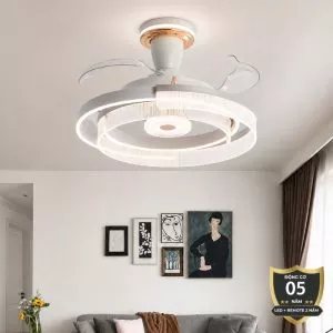 Quạt trần đèn thiết kế cánh nhựa tối giản, hiện đại QT-278