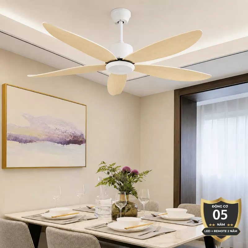 Quạt trần thiết kế 5 cánh nhựa tối giản, hiện đại QT-274